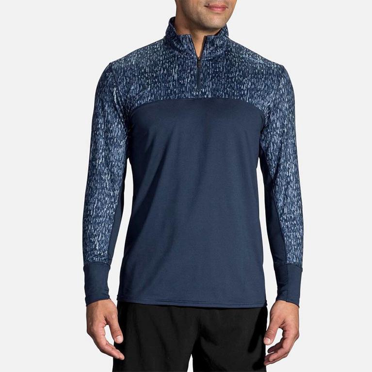 Brooks Dash Half Zip Running Jackets - Men's - Blue (64301-DWFC)